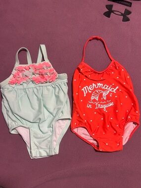 Cat & Jack Mint and Pink Toddler Swimsuit Set